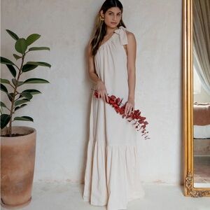 Lobato Womens Isolda Elegant Cream One-Shoulder Dress